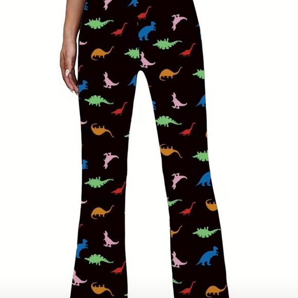 Black Pants with Multicolor Dinosaur Print - Picture 4 of 5